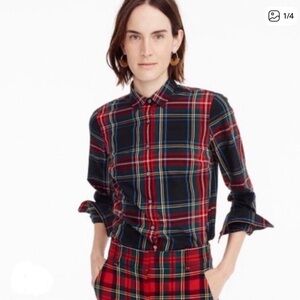 NWT J. Crew Multicolor Plaid Tartan Button Down Shirt.  Size 4 Tall.  Slim Fit